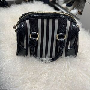 henri bendel Black and White Striped Mini Satchel